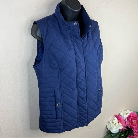M Black Rivet Blue Puffer Vest Medium Snap Closure 8 10 - Picture 3 of 7